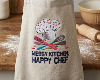 Messy Kitchen Happy Chef Embroidery Design,Cooking Lover Gift, Apron Embroidery File, Baker Chef Hat Pattern,Kitchen Decor Digital Download