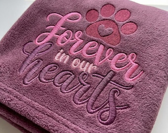 Forever in Our Hearts Embroidery Design, Pet Memorial Paw Print, Dog Cat Loss Sympathy, Machine Embroidery File Digital Download 4x4 5x7 PES