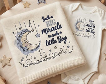 Little Boy Miracle Machine Embroidery Design, Baby Boy Sayings Digital File, Religious Newborn Quote 4x4 Hoop, Instant Download PES DST