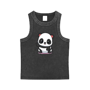 Camiseta sin mangas con estampado de panda para niños – Camiseta sin mangas con dibujos de animales – Camiseta de verano con panda kawaii – Camiseta sin mangas unisex para niños y niñas