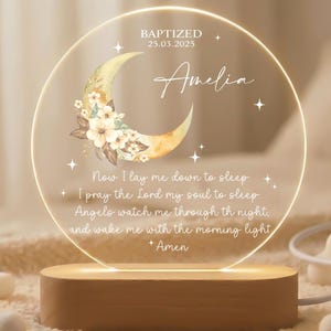 Personalized Night Light For Kids, Moon Prayer Lamp, Baptism Gift For Girl, Nursery Bedside Decor, Faith Based Keepsake, Meaningful Keepsake