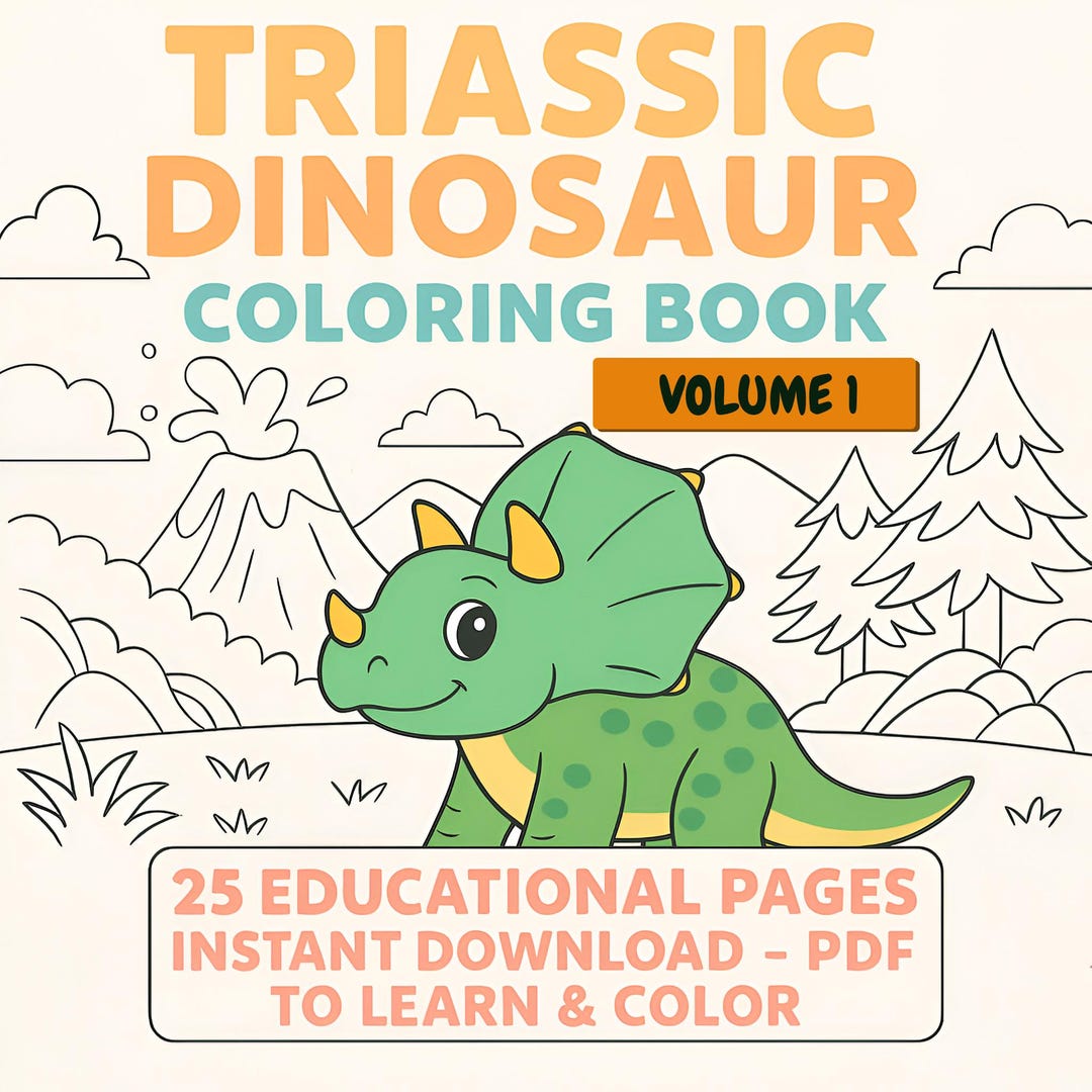 Triassic Dinosaur Coloring Book: 25 Prehistoric Science Activity (PDF ...