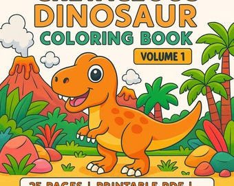 Dinosaur Coloring Book for Kids: 25 Cretaceous Dino Pages (Printable PDF) Volume 1