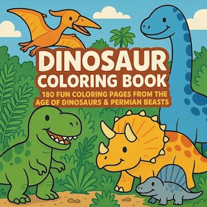 Mega Dinosaur Coloring Pages Bundle – 180 Pages of Prehistoric Fun!