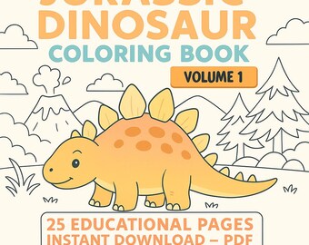 Dinosaurier Malbuch für Kinder: Jurassic Dino Facts 25 Printable PDF Band 1