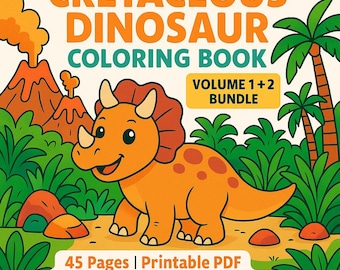 Dinosaur Coloring Book Bundle: 45 Cretaceous Dino Pages (Printable PDF)