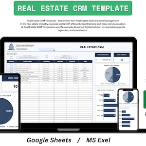 Real Estate CRM Template | Digital Realtor Planner | Property Management Spreadsheet | Google Sheets CRM for Agents