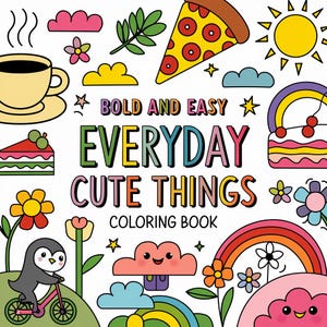 Everyday Cute Things Malseiten Vol 2, Kawaii Printable Art, digitales Malbuch für Kinder & Erwachsene, Instant Download PDF