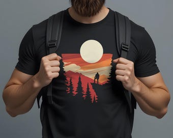 Sunset Graphic Tee: Men's Nature Shirt, Camping Outdoors