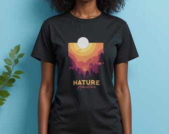 T-shirt en coton inspiré de la nature : vêtements de plein air unisexe