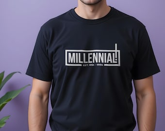 Maglietta grafica vintage: maglietta in cotone con dichiarazione Millennial