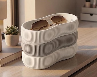 Stackable Glass Sunglasses Tray: Minimalist Eyewear Organizer
