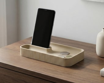 Minimalist Entryway Phone Holder and Key Tray - Desk Organizer