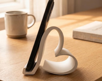 Heart Phone Stand - 3D Printed Desk Organiser for Smartphones