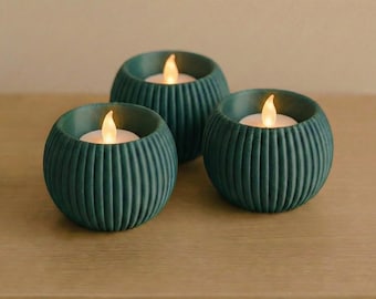Ribbed LED Tealight candle Holder