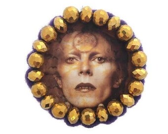 Gold Ziggy Stardust Brooch - handcrafted one of a kind David Bowie pin