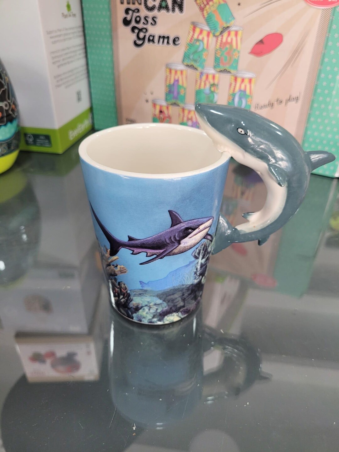 Lisa Parker Shark Ceramic Shaped Handle Mug - Etsy