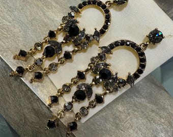 Long Earrings with Blue Stones