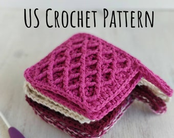 PATTERN Diamond Textured Face Scrubbies US crochet terminology