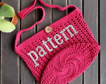 PATTERN Ruby Shoulder Bag, crochet bag pattern, crochet photo tutorial, cotton bag pattern, US crochet terminology