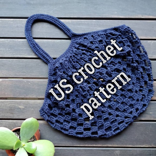 PATTERN Lola Shopping Bag, crochet bag pattern, crochet photo tutorial, eco string bag US crochet terminology