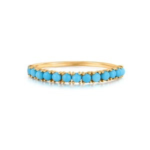 14K gold plated Turquoise Wedding Ring Dainty Ring Dainty Turquoise Ring Turquoise Band Ring Half Eternity Band birthstone ring Gift for mom