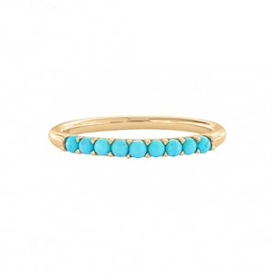 14K gold plated Turquoise Wedding Ring Dainty Ring Dainty Turquoise Ring Turquoise Band Ring Half Eternity Band birthstone ring Gift for mom