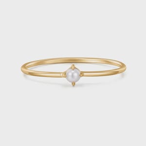 Pearl Ring, Dainty Pearl Ring, Gold Pearl Ring, Stacking Ring, Simple Ring, June Birthstone, Minimalist Ring, Sterling Silver Pearl Ring