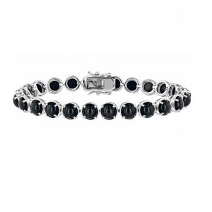 Black Onyx Cab Stone Bracelet, Black Onyx Rhodium Over Sterling Silver Tennis Bracelet, Dainty Bracelet, Onyx Bracelet, Women Bracelet