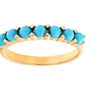 14K gold plated Turquoise Wedding Ring Dainty Ring Dainty Turquoise Ring Turquoise Band Ring Half Eternity Band birthstone ring Gift for mom