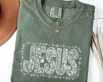 Jesus Floral Shirt - Christian Faith Tee, The Way The Truth The Life, Bible Verse Jesus Christ Religious Shirt