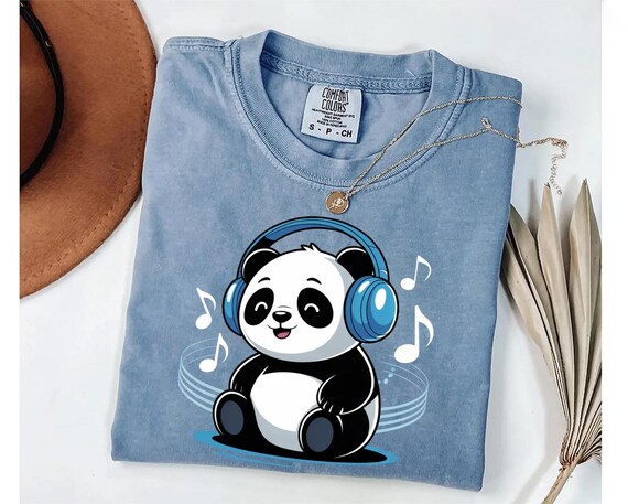Comfort Colors® Cute Panda with Headphones Shirt - Music Lover Tee - Kawaii Panda Graphic Shirt - Funny Animal Gift - Chill Vibes T-Shirt