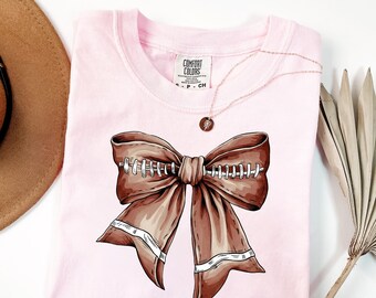 Football Bow Shirt - Sports Mom Tee, Game Day Football T-Shirt, Football Lover Gift, Bow Graphic Tee
