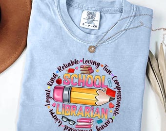 School Librarian Shirt - Fun Librarian Graphic Tee - Books Pencil Teacher Gift - Classroom Work Humor Shirt