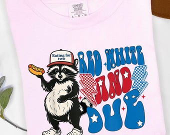 Red White And Due Shirt - Funny Pregnancy Fourth Of July Shirt - Patriotic Maternity Tee - Pregnant Raccoon Shirt Gift