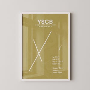Canberra International Airport, YSCB Minimalist Airport Map, Framed Aviation Print, Gift & Décor