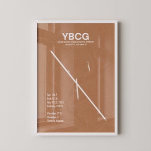 Gold Coast Coolangatta Airport, YBCG Minimalist Airport Map, Framed Aviation Print, Gift & Décor