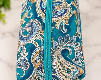Teal Paisley Medium Makeup Bag