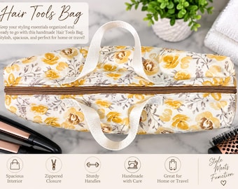 Golden Floral Hair Tools Bag