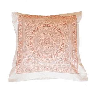 16&quot; Indian Mandala Silk Indian Ethnic Bohemian Decorative Cushion Cover Handcrafted Throw Pillow Boho Decor Cushion Covers for Gift (White)