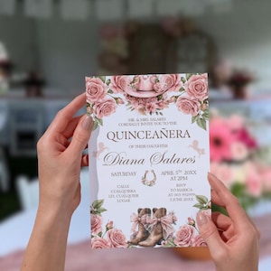 Western Quinceañera rosa digital inbjudningsmall