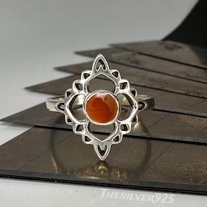 Natural Carnelian Ring, Solid 925 Sterling Silver Ring, Designer Silver Ring, Handmade Ring,  Carnelian Jewelry, Women Ring, Gift for her