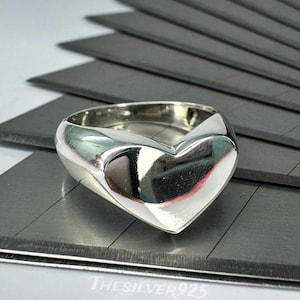 Solid Silver Heart Ring, 925 Sterling Silver Ring, Heart Ring, Promise Ring, Love Heart Ring, Ring For Women, Handmade Ring, Gift Ideas