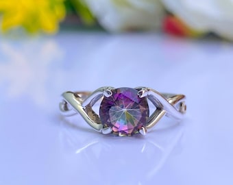 Mystic Topaz Ring: Handmade 925 Sterling Silver, Natural Gemstone