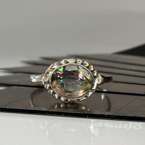 Mystic Topaz Ring, 925 Sterling Silver Ring, Natural Gemstone Ring, Tinny Silver Ring, Women Ring, Topaz Jewelry, Handmade Ring Gift For Her