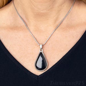 Black Onyx Pendant, 925 Sterling Silver Pendant, Black Gemstone Pendant, Handmade Silver Pendant Necklace,  Onyx Jewelry,  Gift For Her
