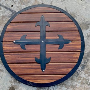 Viking Wooden Round Shield - Handmade Viking Shield - Customized Historical Medieval - Ragnar Lothbrok Shield - Brown Metal Shield Replica