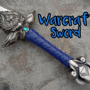 Warcraft Sword | Warcraft Royal Guard Sword | World of Warcraft Sword Replica | Handmade Sword with Leather Sheath Christmas Gift