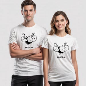 Bee Strong uniseks katoenen T-shirt met ronde hals - leuke cartoon trainingsshirt, fitnesscadeau, motiverend T-shirt, kleding bijenliefhebber, trainingskleding