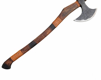Hand Forged Bearded Axe, Rosewood Handle, Leather Sheath, Woodworking Tool